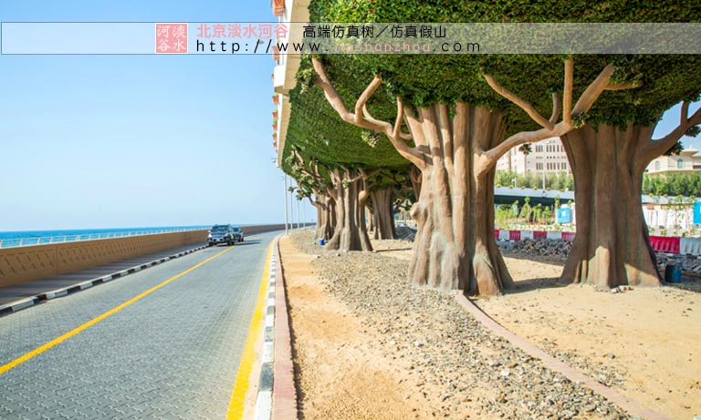 中国的仿真人造树景观工程遍布全世界看国外桥墩做成假树