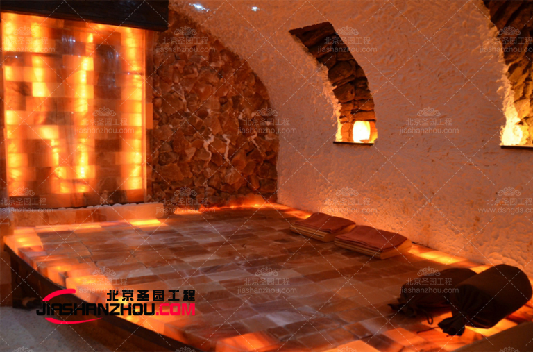 北京圣园展示受欢迎的洞穴主题盐疗房内盐疗床类型画廊