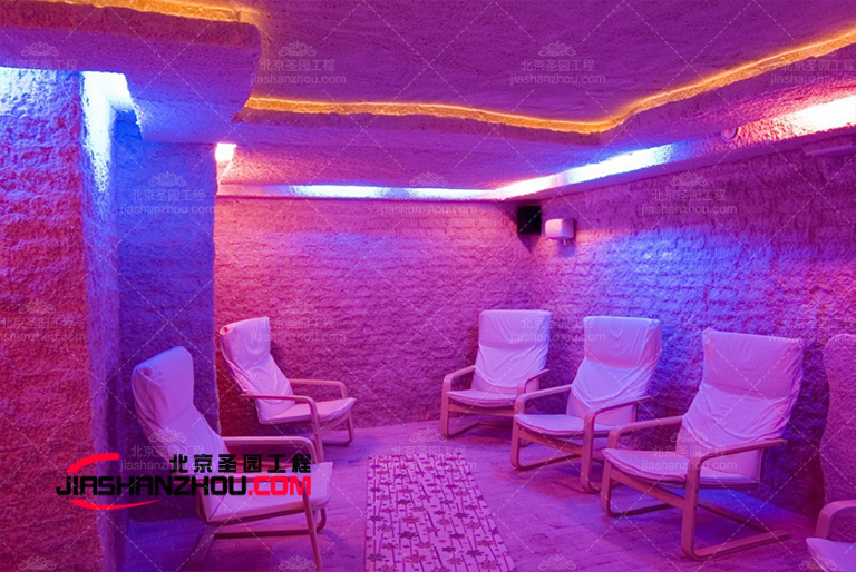 北京圣园令人兴奋的洞穴主题盐疗房设计的创意方式
