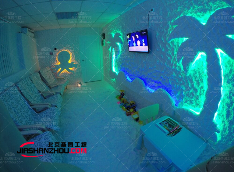 不同风格的盐壁灯搭配仿真盐洞盐疗房spa制作的效果
