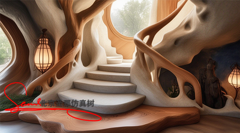 北京水泥仿木楼梯可定制外观完美展示别墅酒店的特色理念
