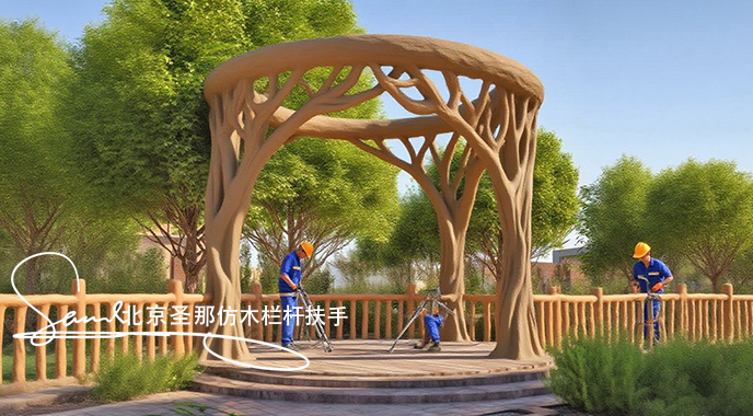 jimeng-2025-06-25-1655-正在施工制作的旅游区楼梯室外安全围栏设计制作过程，美工正在施工制作，先用钢筋焊接....jpeg