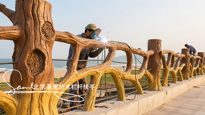 jimeng-2025-06-25-5368-正在施工制作的安全围栏设计制作过程，美工正在施工制作，先用钢筋焊接出骨架，然后用....jpeg