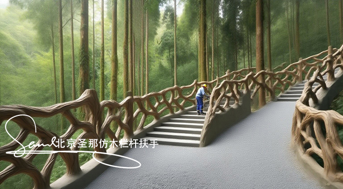 jimeng-2025-06-25-4562-正在施工制作的旅游区楼梯室外安全围栏设计制作过程，美工正在施工制作，先用钢筋焊接....jpeg