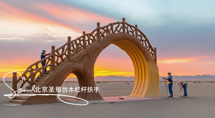 jimeng-2025-06-25-4398-正在施工制作的旅游区楼梯室外安全围栏设计制作过程，美工正在施工制作，先用钢筋焊接....jpeg