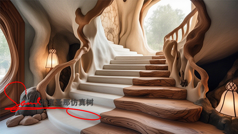 水泥仿木楼梯.jpg 水泥仿木楼梯