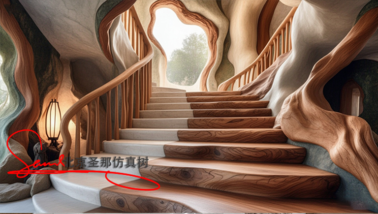 水泥仿木楼梯