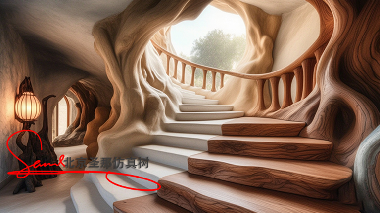 水泥仿木楼梯