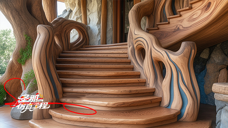 水泥仿木楼梯.jpg 水泥仿木楼梯