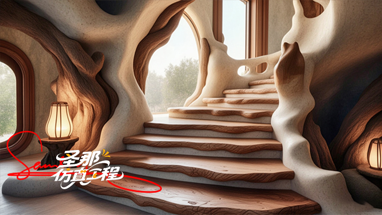 水泥仿木楼梯