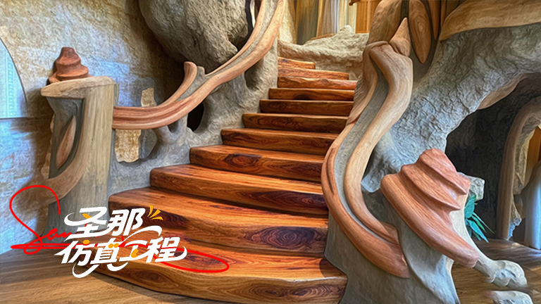 水泥仿木楼梯