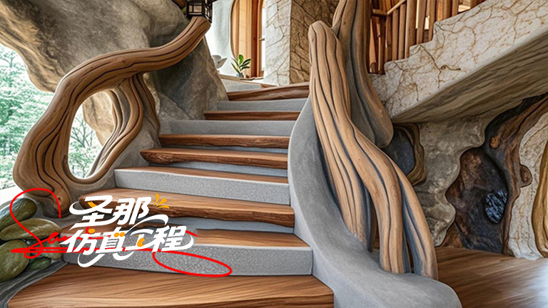水泥仿木楼梯.jpg 水泥仿木楼梯