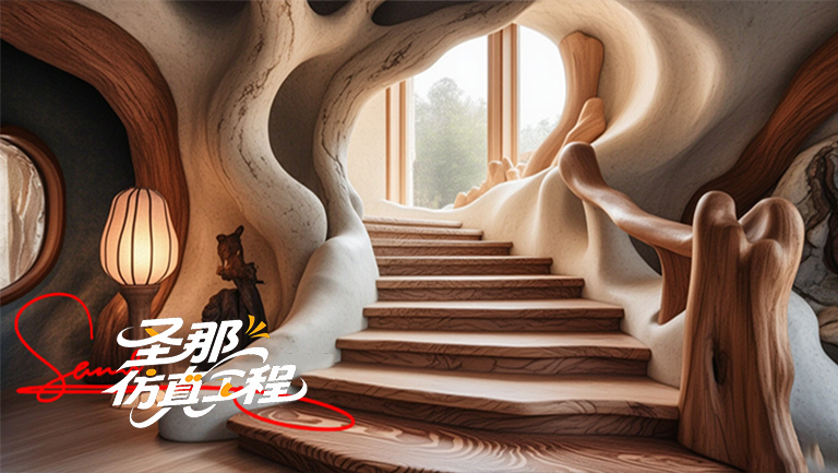 水泥仿木楼梯
