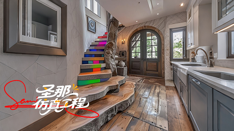 水泥仿木楼梯.jpg 水泥仿木楼梯